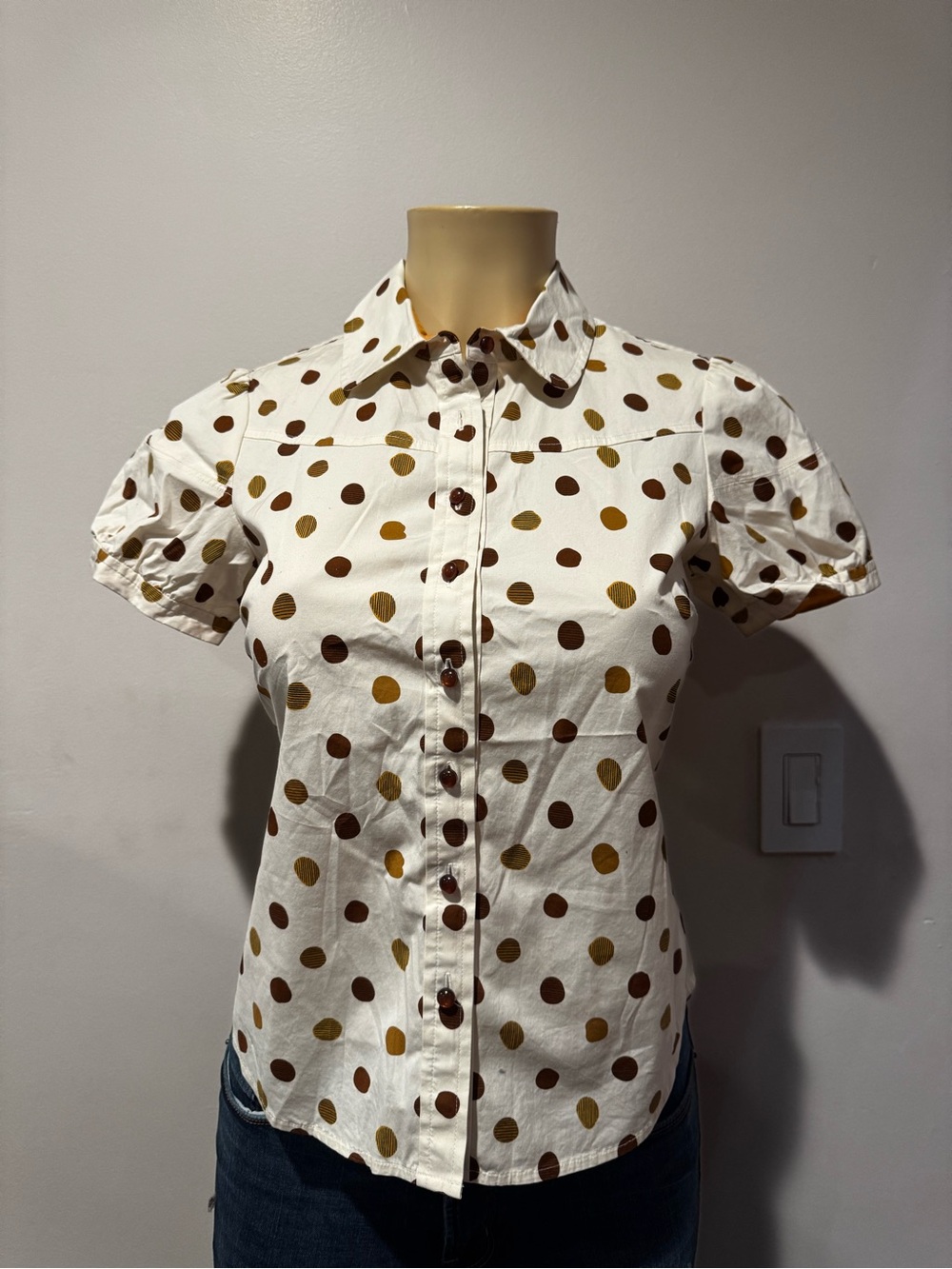Odille (Anthropologie) Polka Dot Blouse - Size 2 - Retro/Cottagecore - Picture 5 of 9